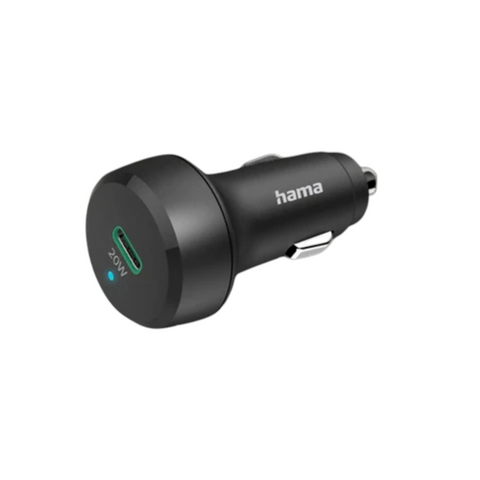 Das HandyOase Hama 20W Kfz Turbo Fast Ladegerät (Schwarz) mit USB-C lädt schnell, besitzt einen Port und eine LED-Anzeige – ideal für die Steckdose in Ihrem Fahrzeug.