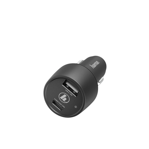 Das HandyOase Hama 42W Turbo Fast Ladeset (Schwarz) bietet schnelles Laden über die USB-A-Lightning- und USB-C-Lightning-Anschlüsse, wenn es in den Zigarettenanzünder Ihres Fahrzeugs eingesteckt wird.