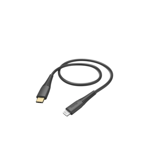 Das Hama Schnelllade-/Datenkabel 1,5m (Weiß) USB-C-LIGHTNING von HandyOase ist gewickelt auf weißem Hintergrund abgebildet, ideal für schnelles Laden und zuverlässige Datenübertragung.